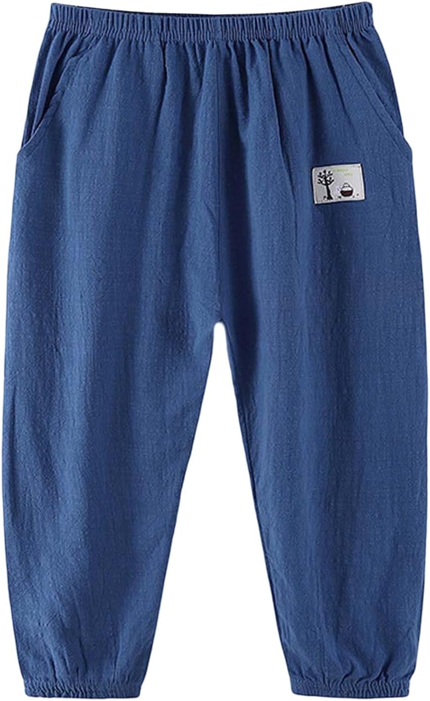 Toddler Boy Girl Soft Cotton Linen Sweatpants