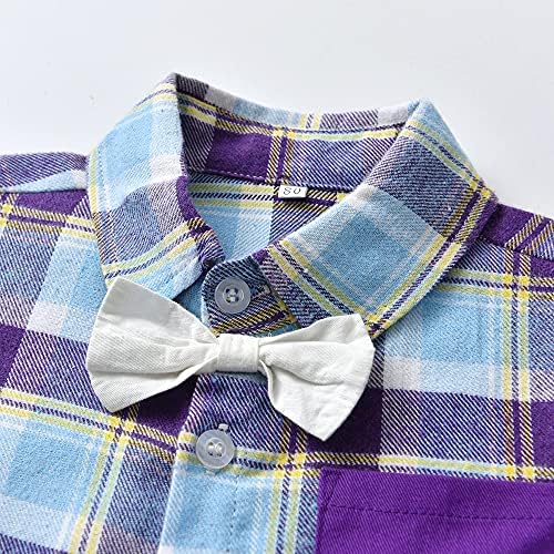 Toddler Boys Dress Suit Set with Bow Tie and Suspenders