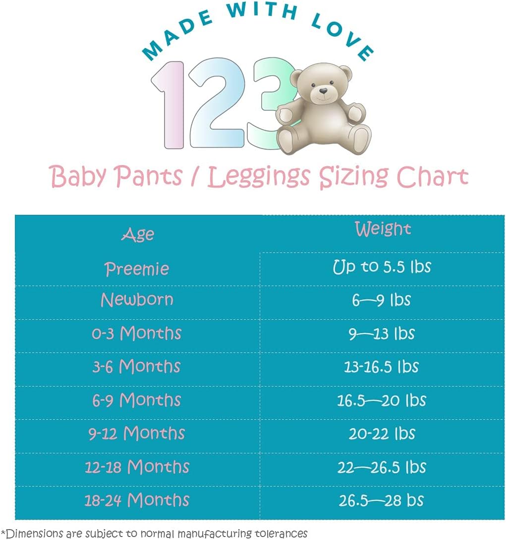 123 Bear Soft Cotton Spandex Toddler Pants Multipacks