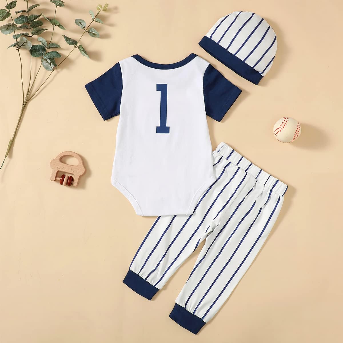 Baby Boy 1st Birthday Sports Baseball Outfit