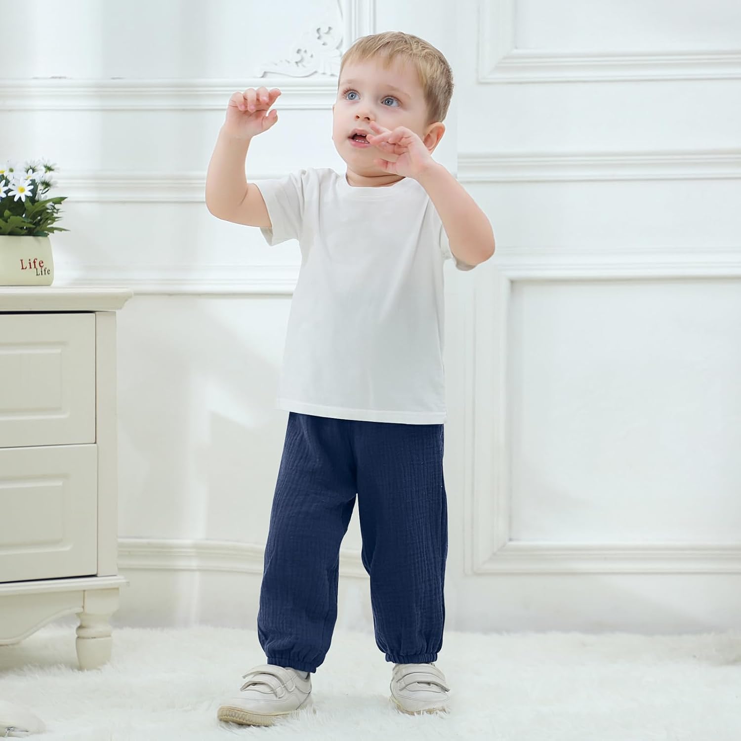 Unikaka 3-Pack Baby Boys Cotton Harem Pants Toddler Jogger