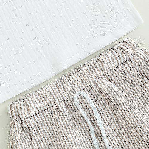 2Pcs Summer Outfits for Baby Boys Elastic Waistband Shorts Set