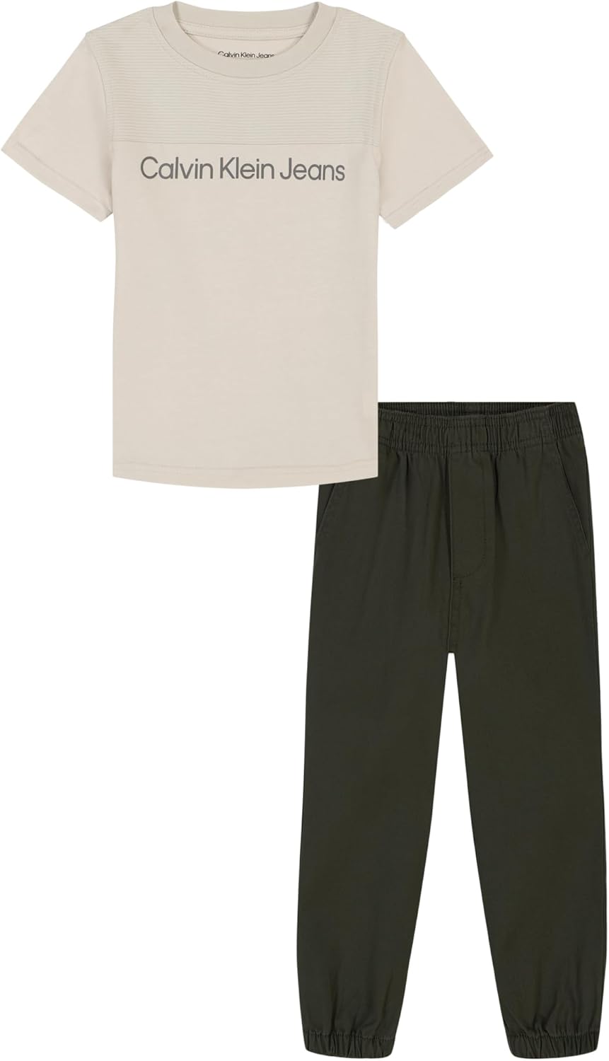 Calvin Klein Baby Boys 2pc Knit Woven Pant Set