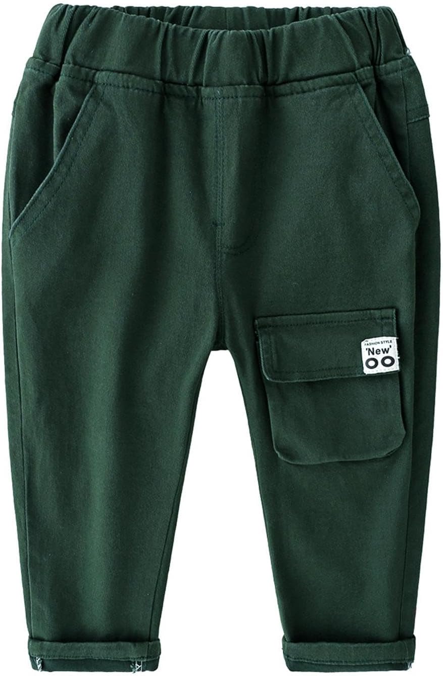 Hfolob Toddler Boys Cute Elastic Waist Cargo Pants