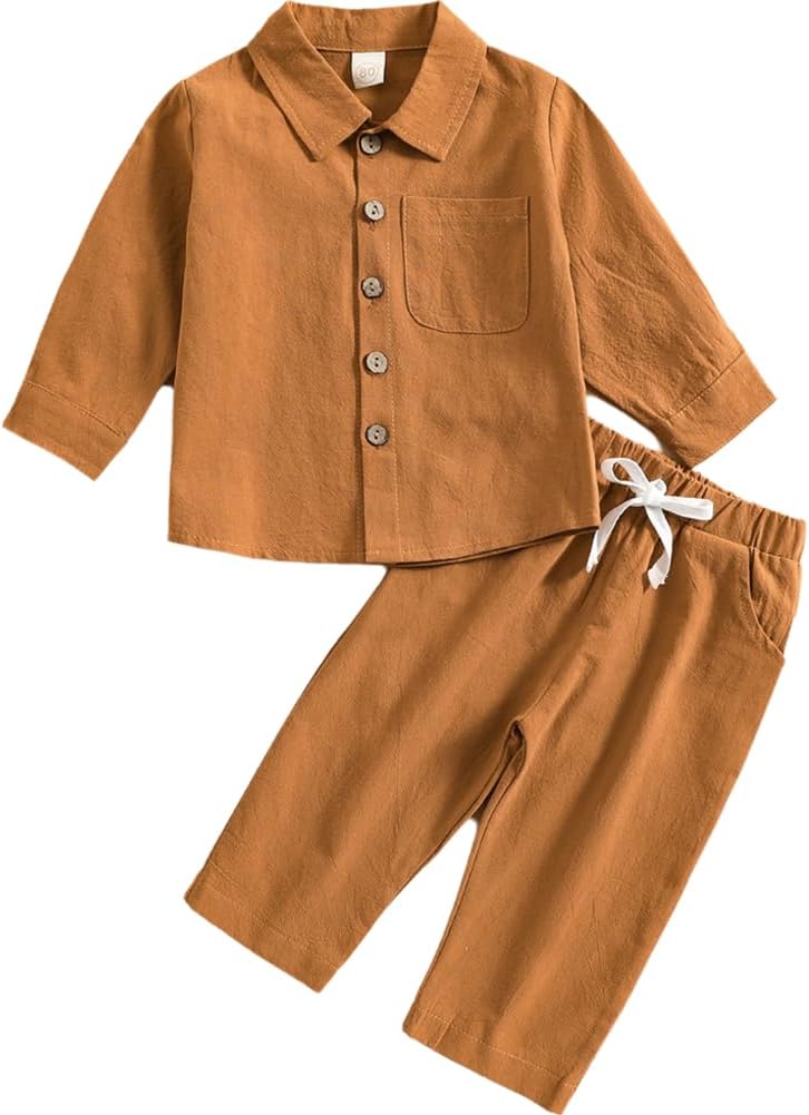 Baby Boys 2 Pieces Linen Clothes Set