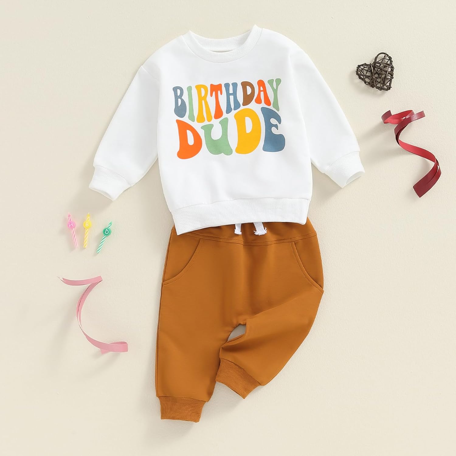 Kayotuas Happy 1st Birthday Toddler Set Cute Growth for Boys
