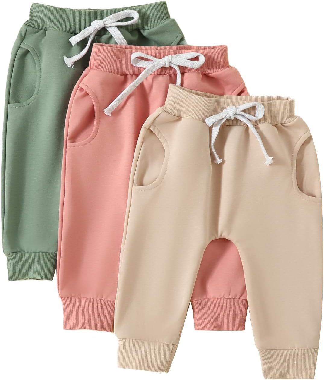 Comfortable Stylish Solid Color sweatpants for toddlers - Lightweight stretchy breathableAdjustable waist3-packs