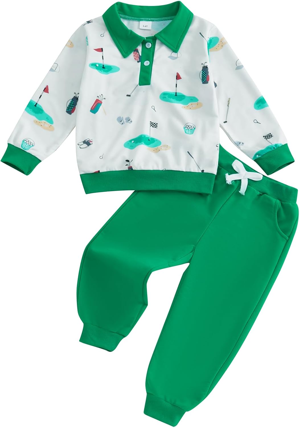 Little Boy Golf Outfit - Toddler Boys Golf Print Sweatsuit Set