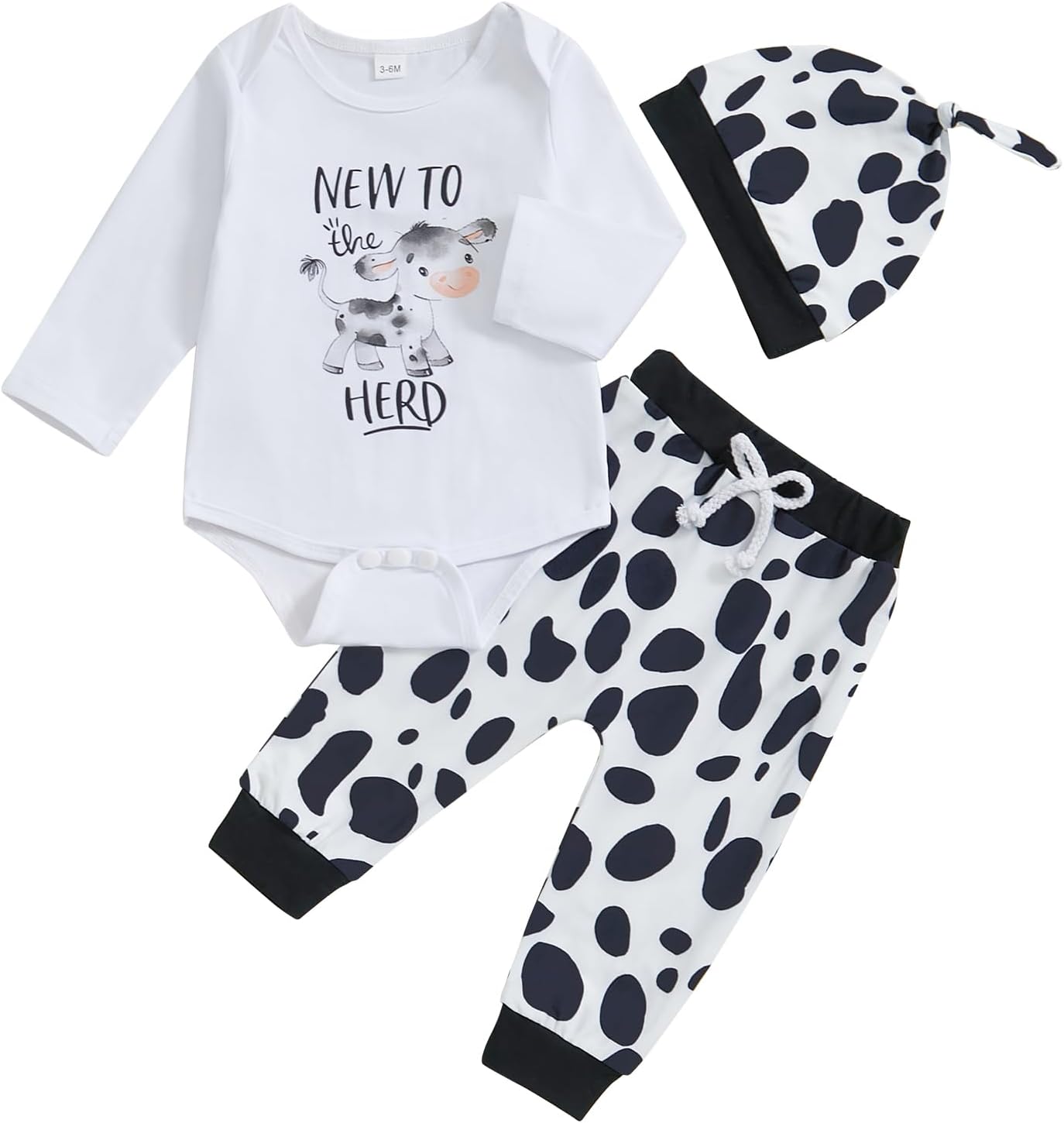 Chloefairy New to the Herd Baby Set Cozy Cuddly Cowprint Newborn Outfit