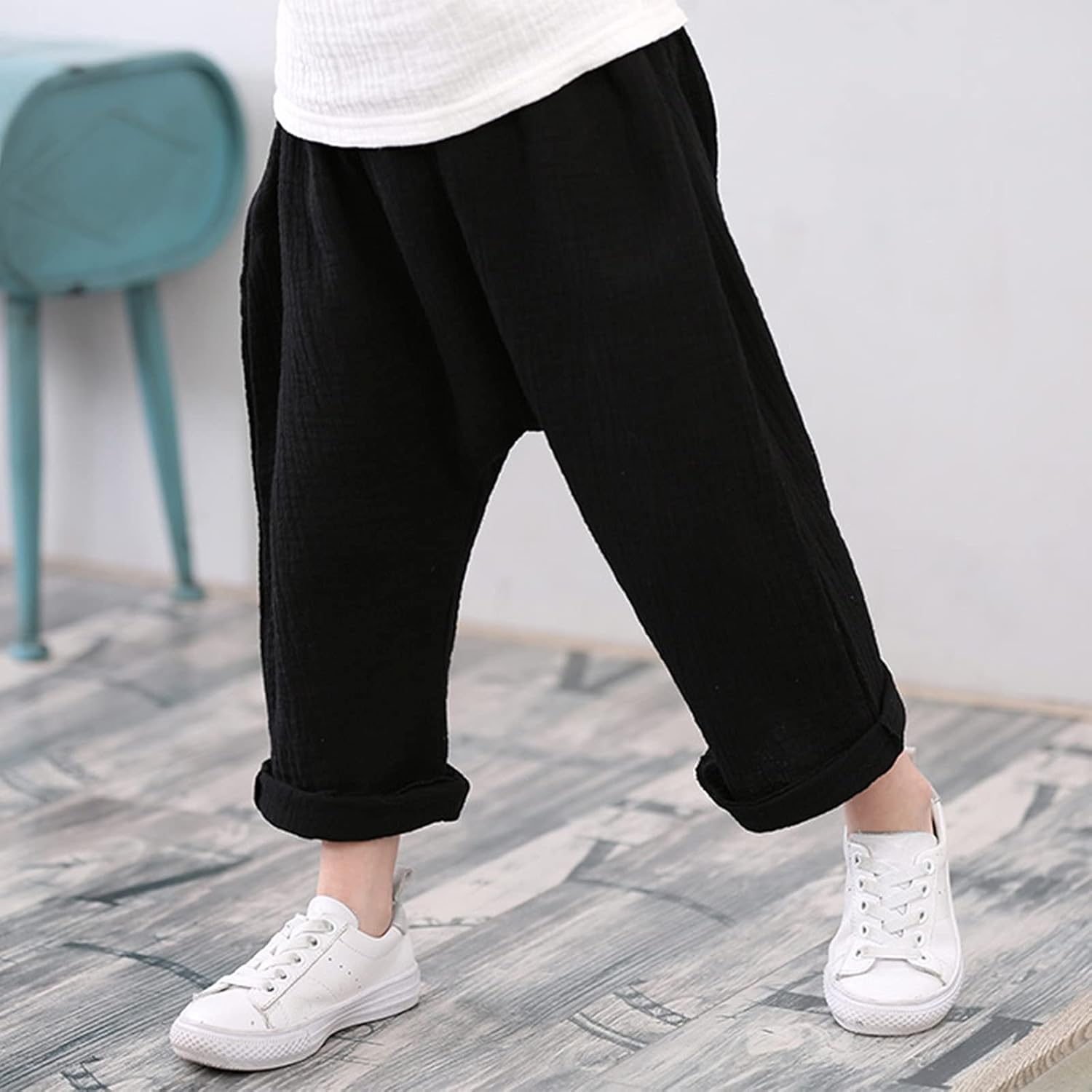 ZHEMO - extbfSkyler Black Solid Pleated Harem Pants for 6M-6T Boys