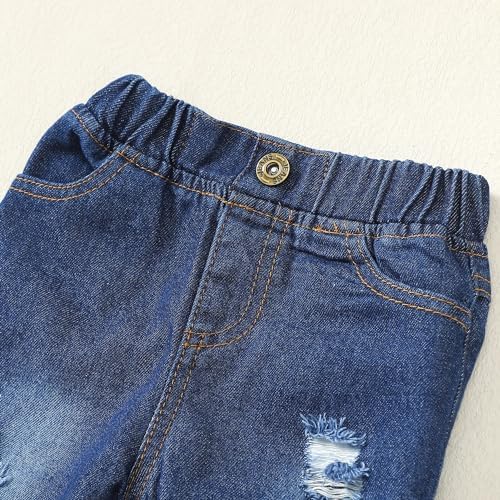 Toddler Boy Letter Print Hoodie and Ripped Jeans Set