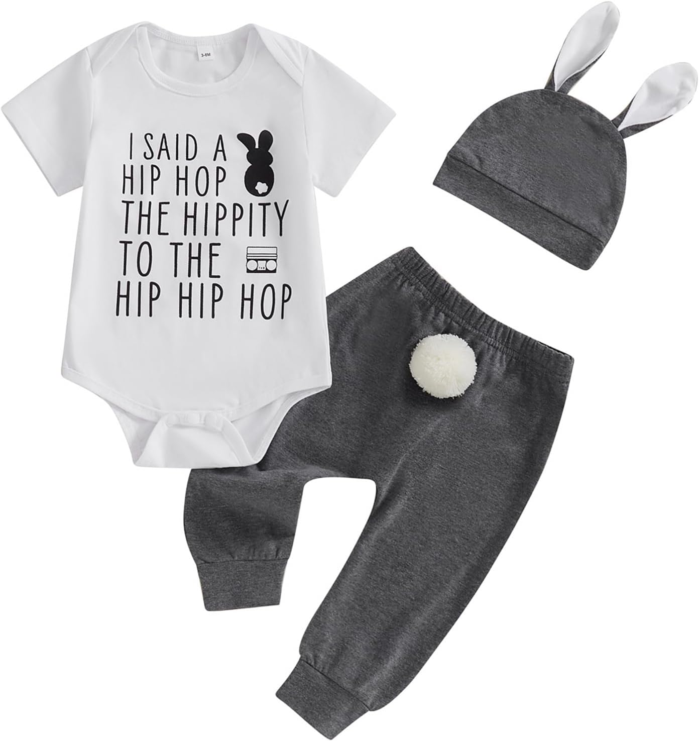 Adorable Baby Boy Easter Outfit with Romper Pants and Hat Set