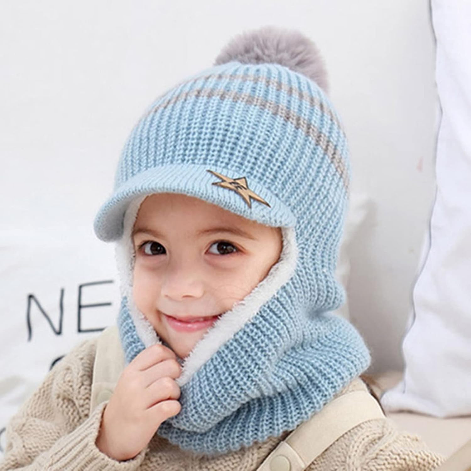 Baby Warm Ski Cap and Scarf for Little Boys