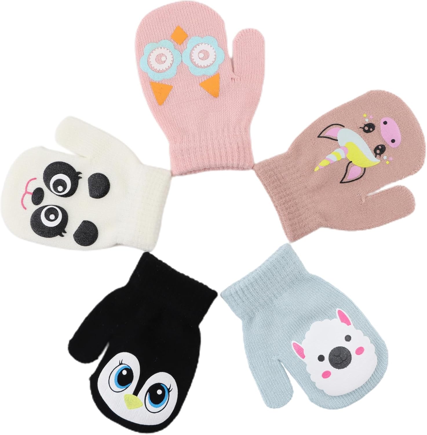 MniJiza Baby Winter Mittens Toddler Stretch Knit Gloves