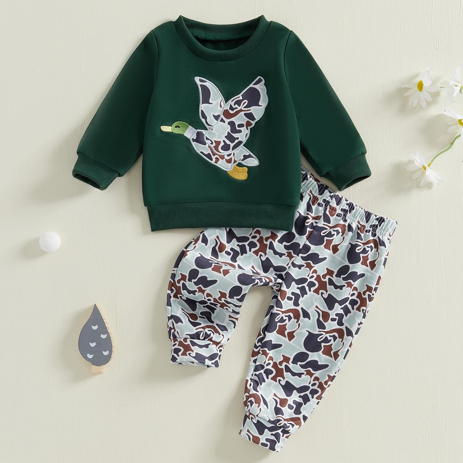 Boy Autumn 2PCS Outfit Sets LONG Slim Camouflage Pullover Camouflage Pants Sets