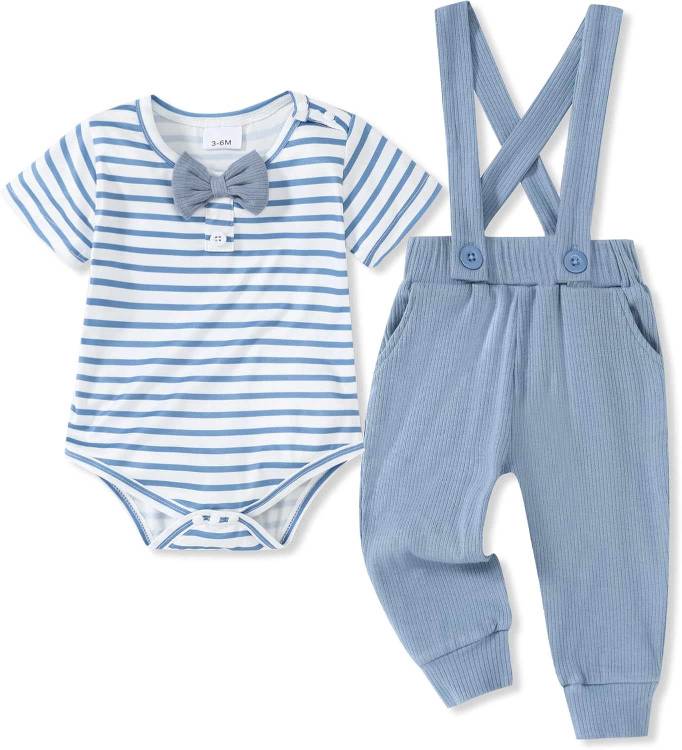 SanMio 0-18 Mo Lunar Baby Boy ROMPER SUSPENDER SET