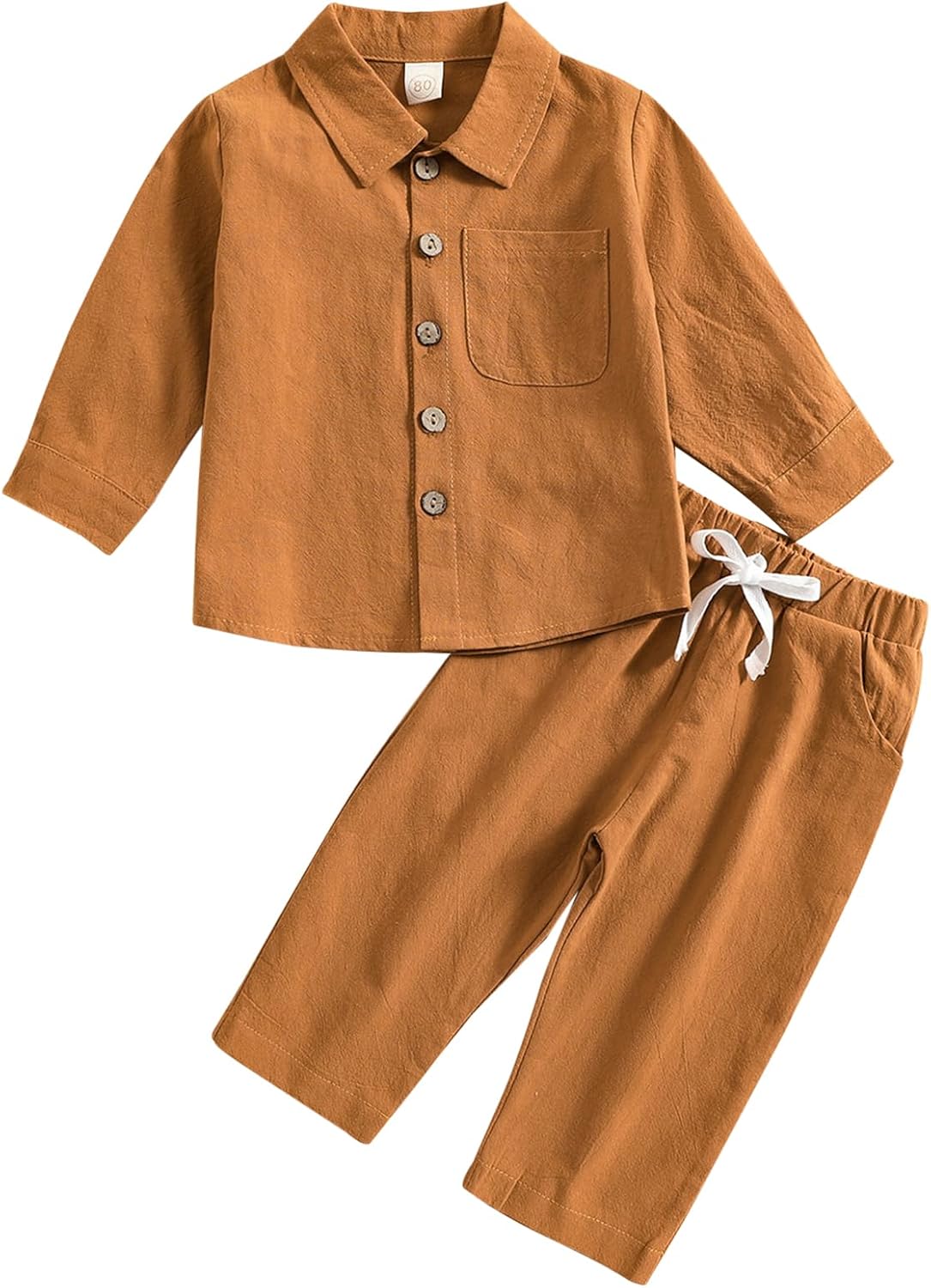 ACESTAR toddler boys 2-piece cotton linen set