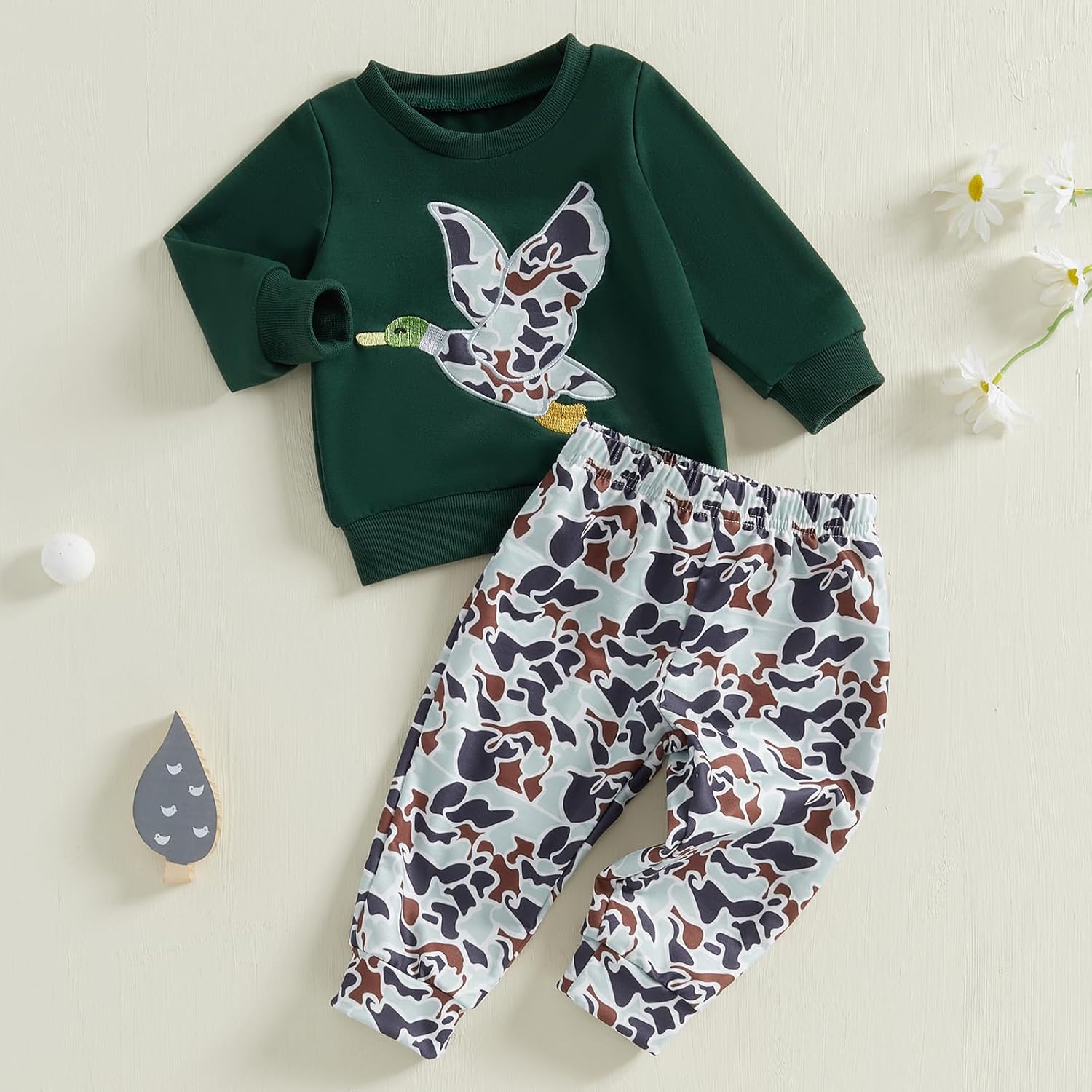 Boy Autumn 2PCS Outfit Sets LONG Slim Camouflage Pullover Camouflage Pants Sets
