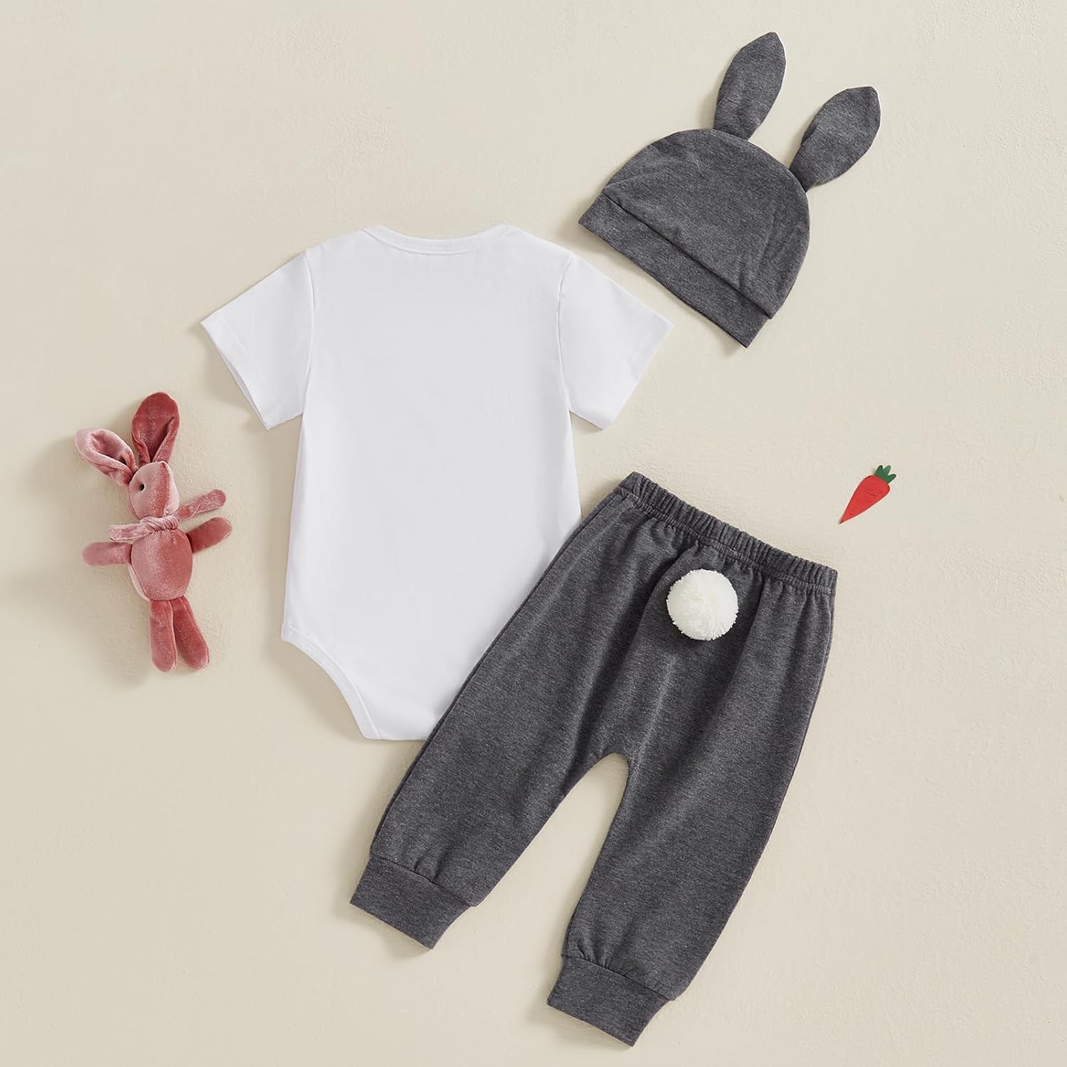 Adorable Baby Boy Easter Outfit with Romper Pants and Hat Set