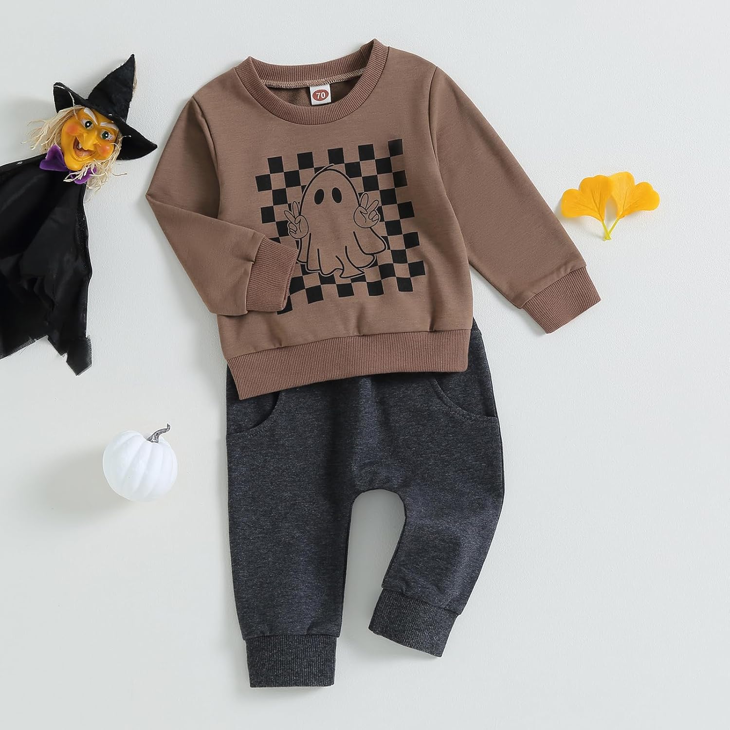TheFound Toddler Halloween Infant Boy TruckGhost Print Outfit Set