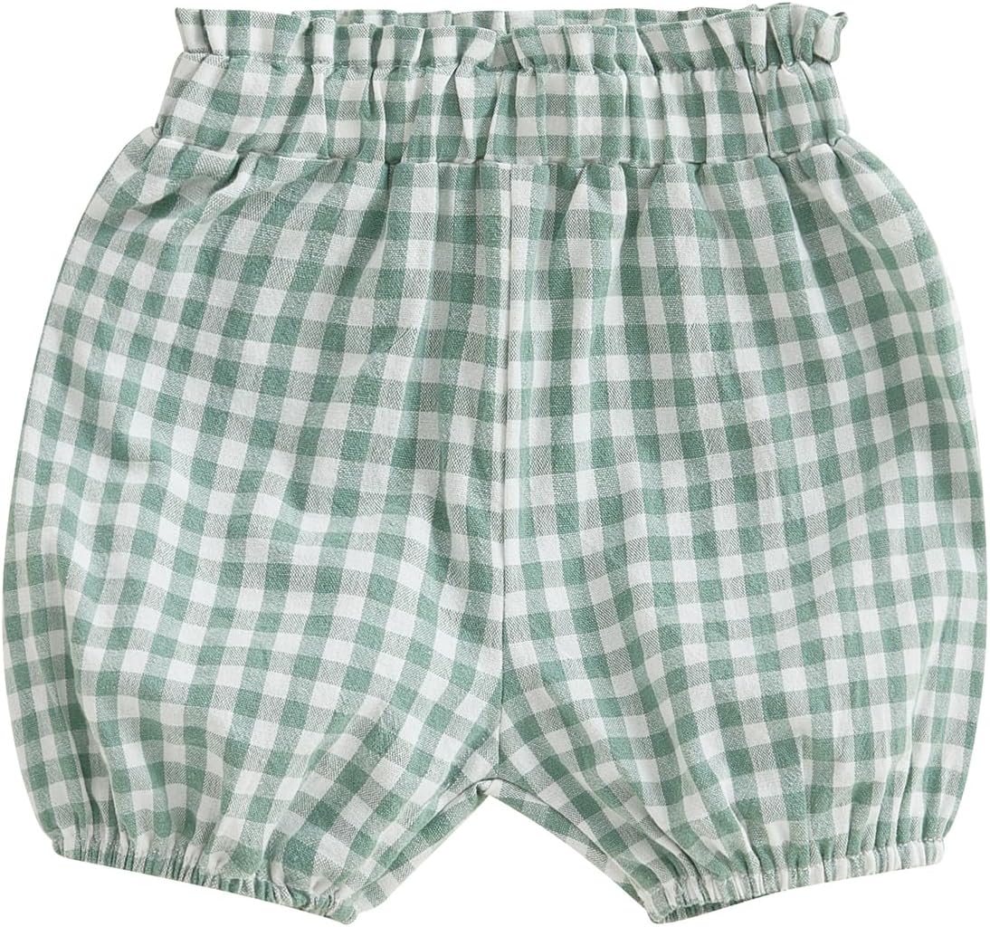 Xiaodriceee Plaid Ruffled Shorts for Babies Summer Fun Elastic Waist