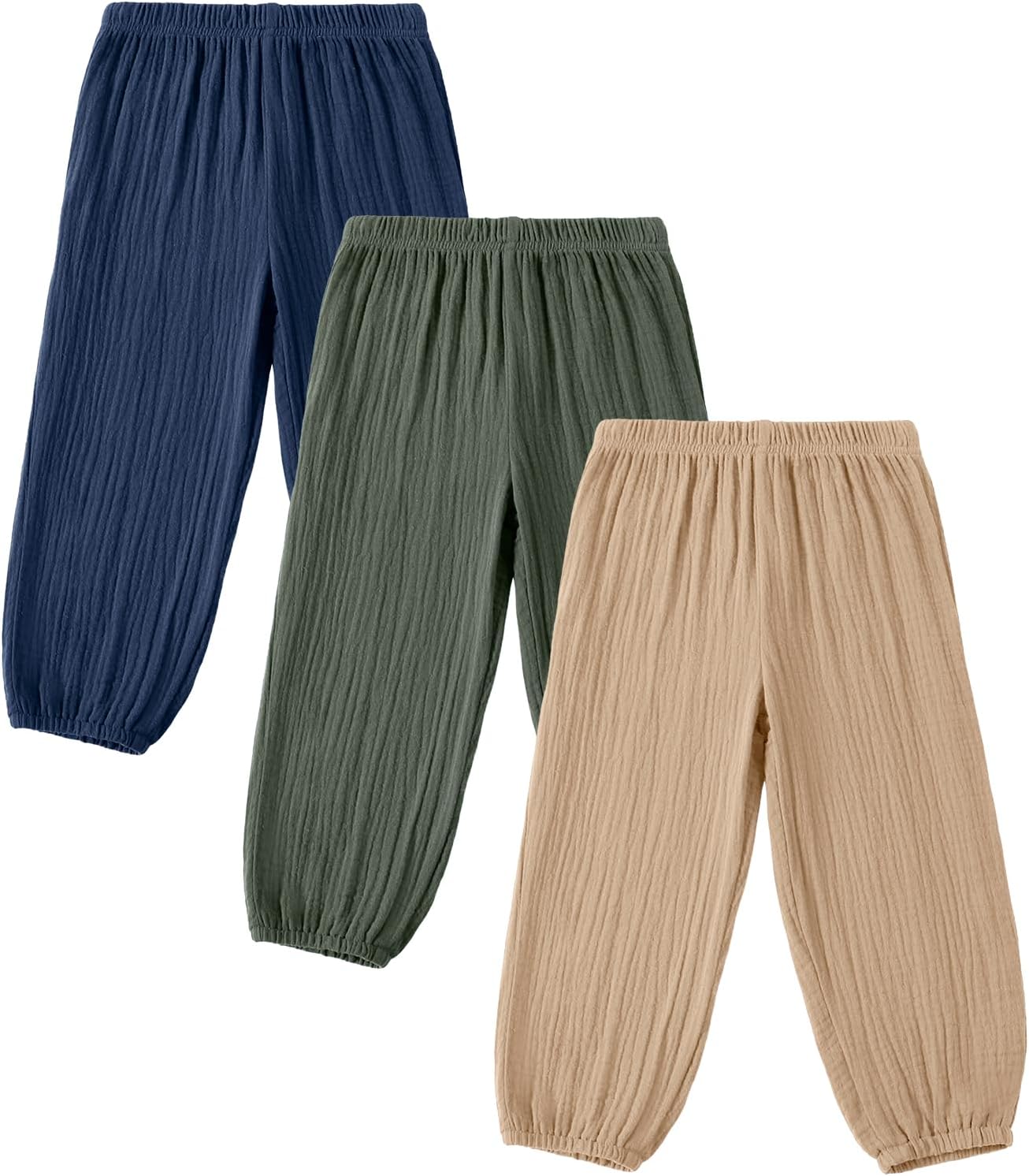 Unikaka 3-Pack Baby Boys Cotton Harem Pants Toddler Jogger