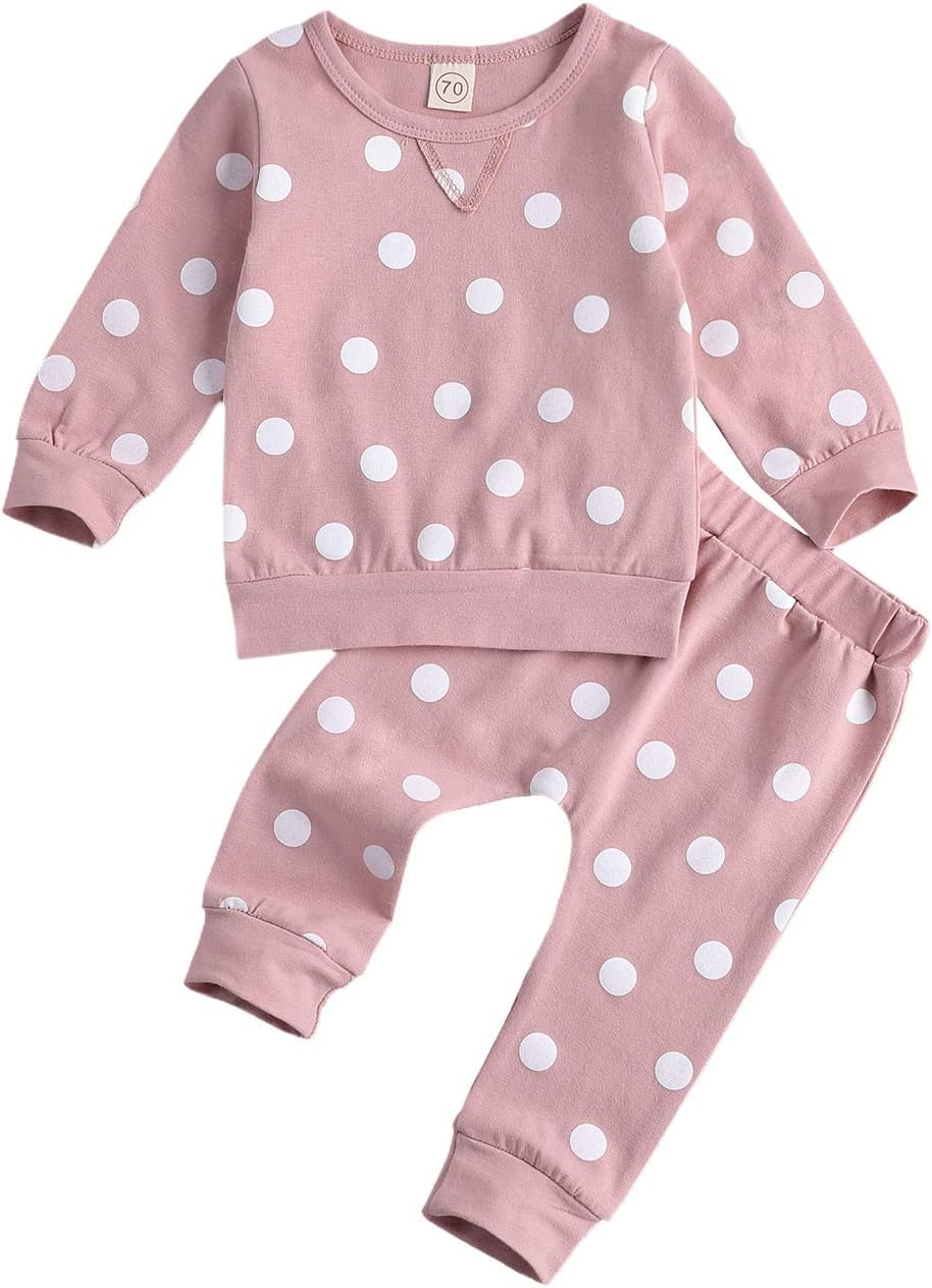 Long Sleeve Polka Dot 2-Piece Outfit Set for Kids