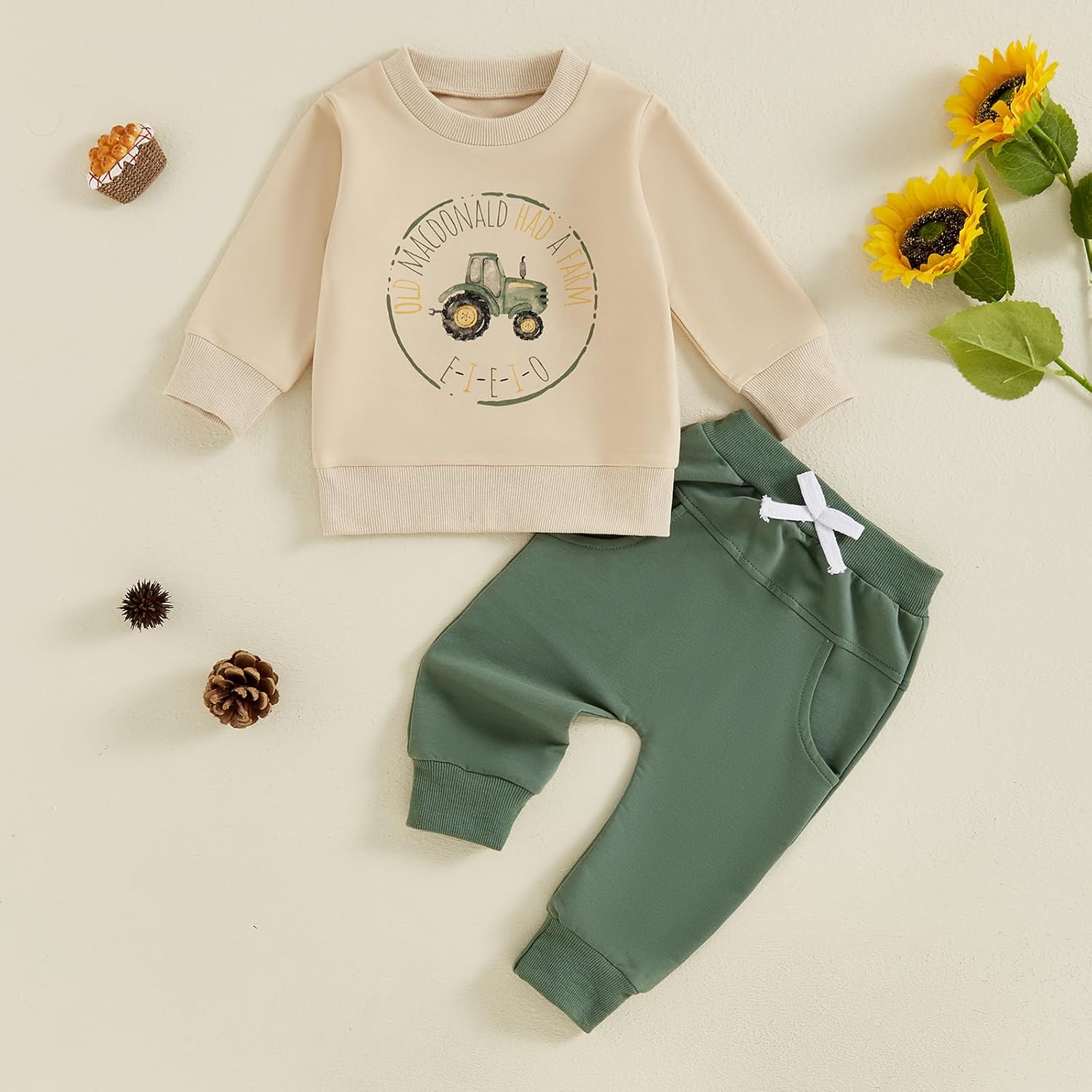 Cute Toddler Fall Outfit Crewneck Joggers