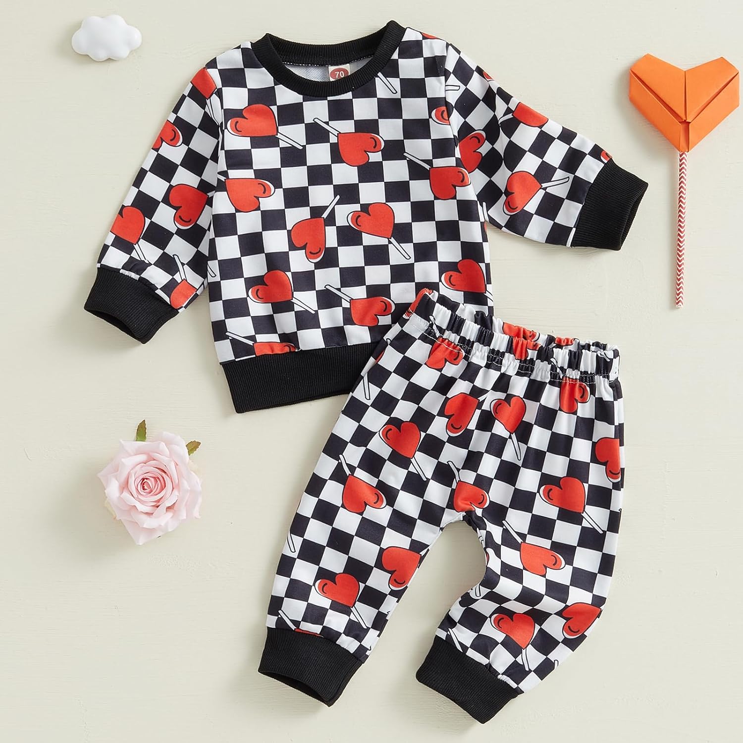 Stylish Valentines Day sweatshirt and pants combo for toddlers