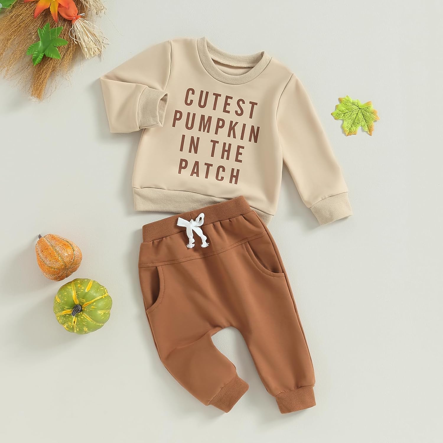 Kaipiclos Halloween Baby Boy Tracksuit - pumpkin prints two-piece childrens clothing