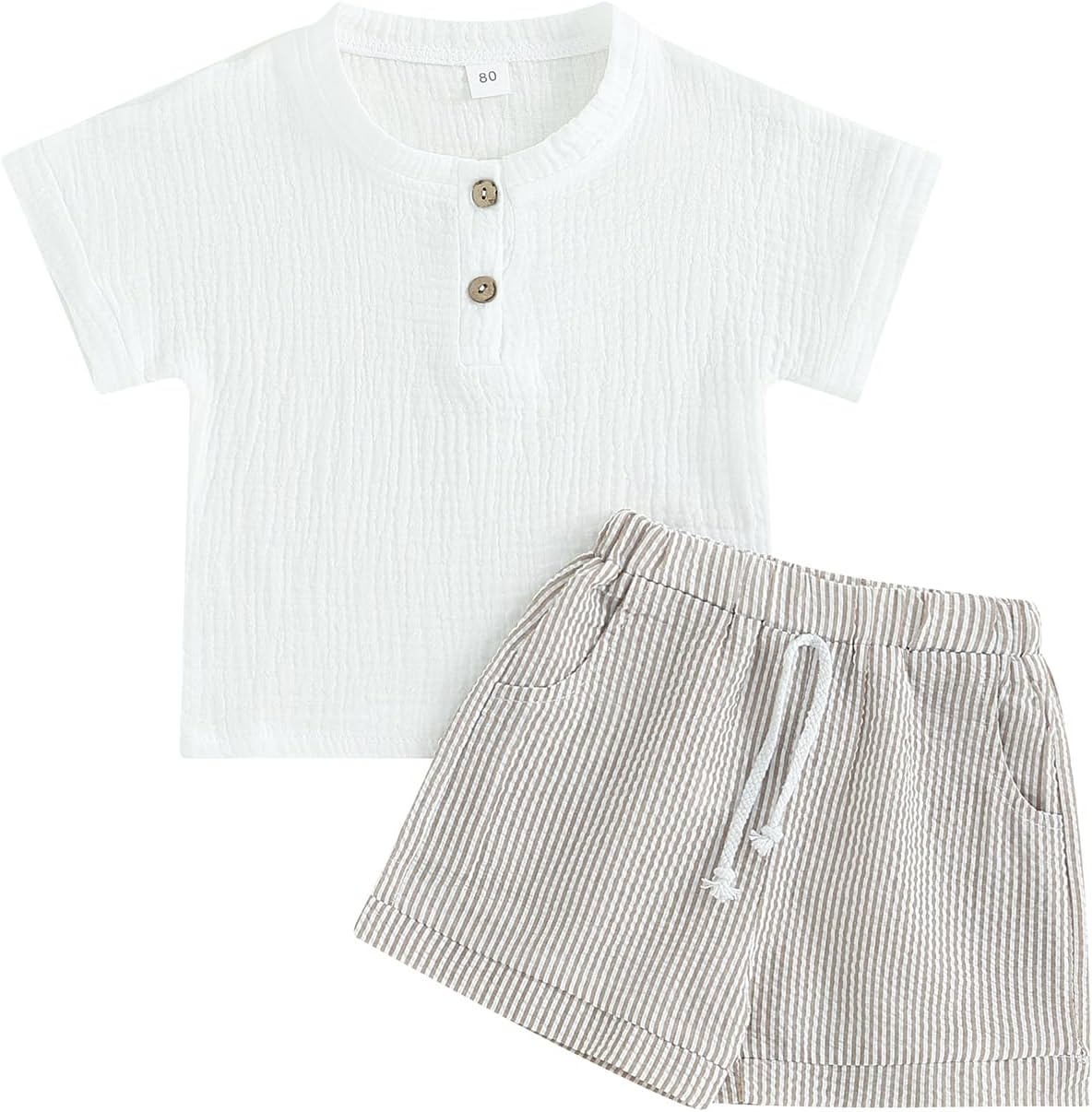 2Pcs Summer Outfits for Baby Boys Elastic Waistband Shorts Set
