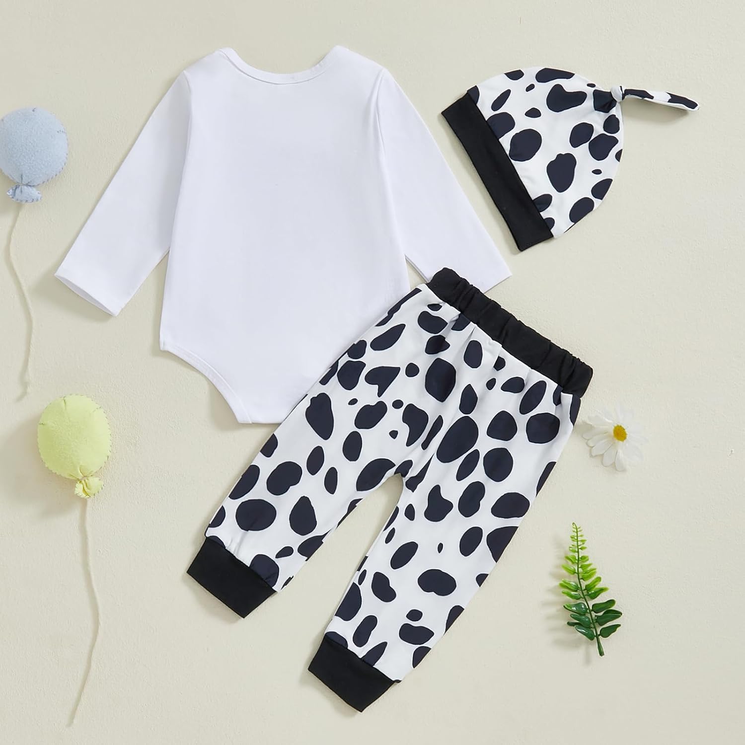 Chloefairy New to the Herd Baby Set Cozy Cuddly Cowprint Newborn Outfit