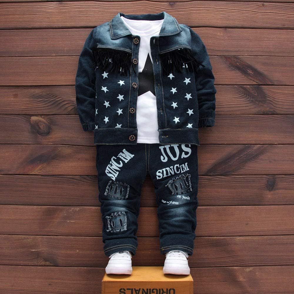 3-Piece Complete Denim Jacket for Boys Fall Winter Style