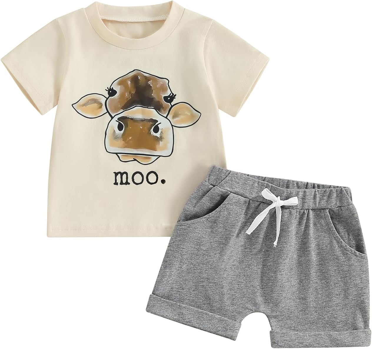 Country Farm Animal Outfit Infant Toddler Boys 2-Piece Set