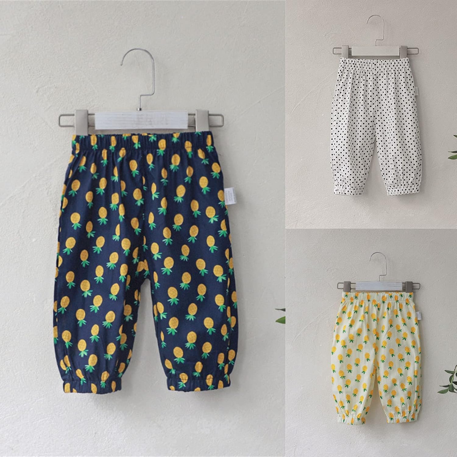 Long Bloomers Cotton Linen Trousers Elastic Waist Cartoon Print Soft Spring Fall