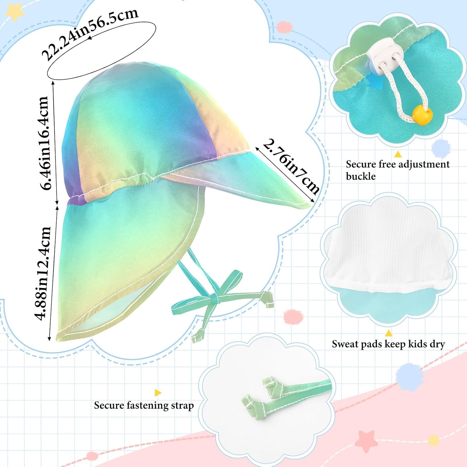 Pastel Rainbow Gradient Toddler Sun Hat