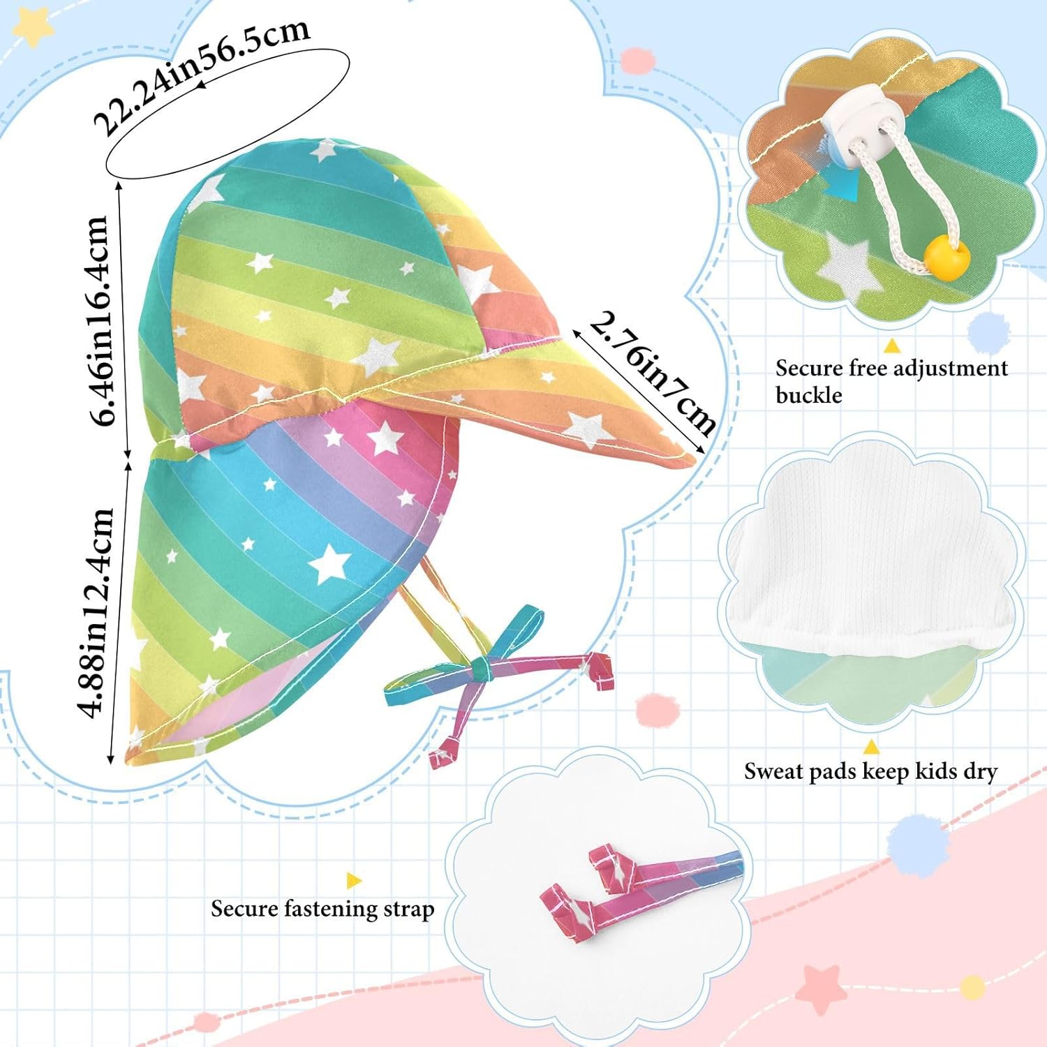 Adjustable UPF 50 Star Beach Hat for Kids