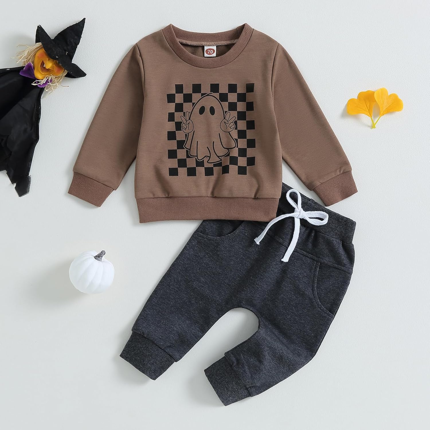 TheFound Toddler Halloween Infant Boy TruckGhost Print Outfit Set