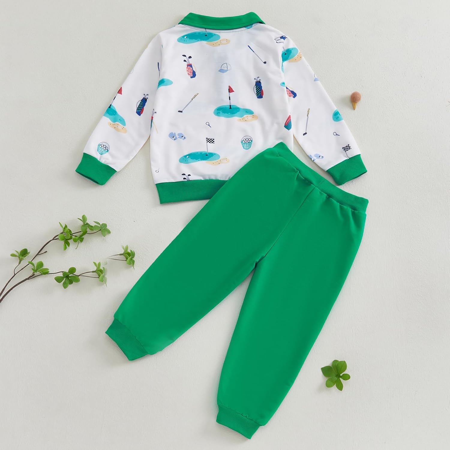 Little Boy Golf Outfit - Toddler Boys Golf Print Sweatsuit Set
