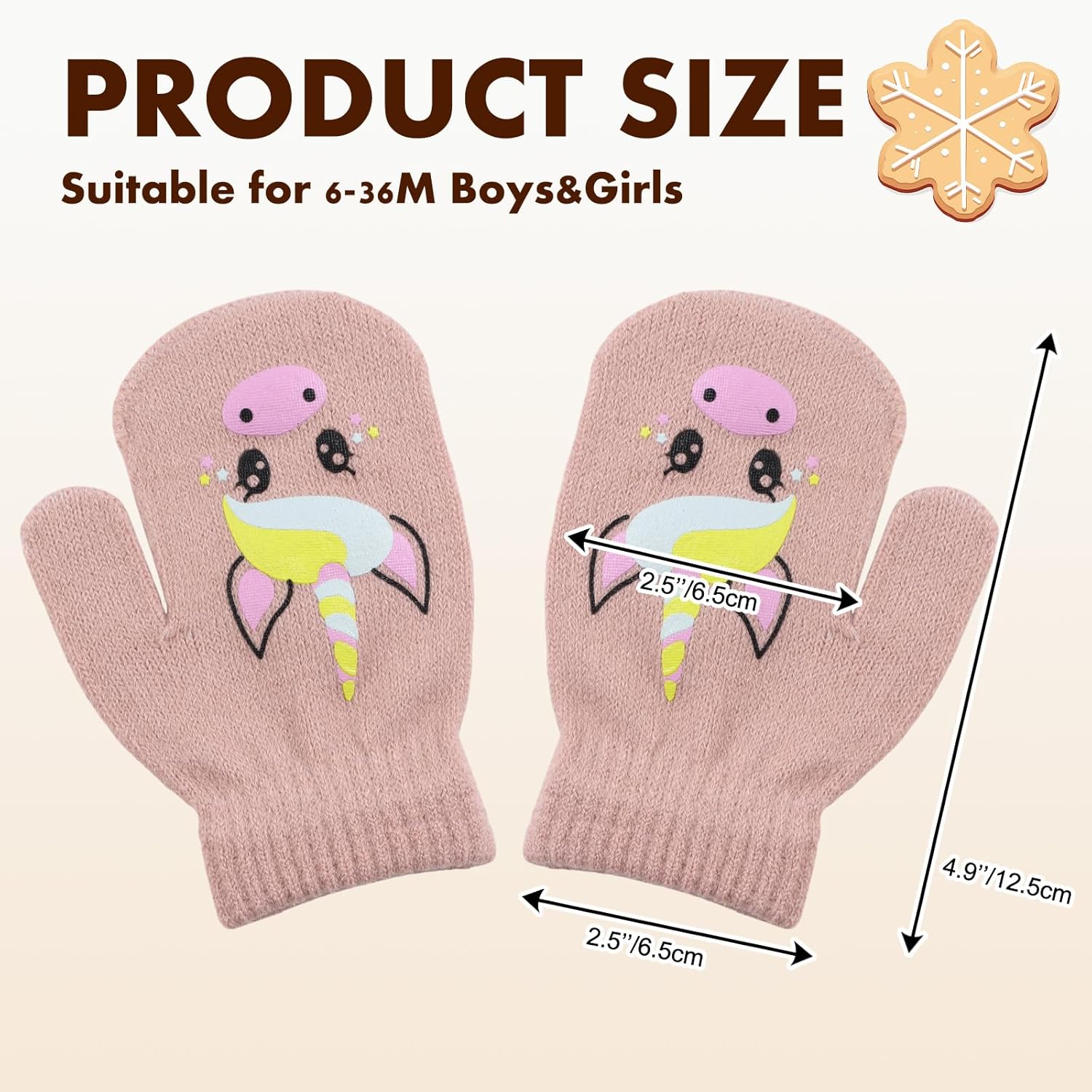 MniJiza Baby Winter Mittens Toddler Stretch Knit Gloves