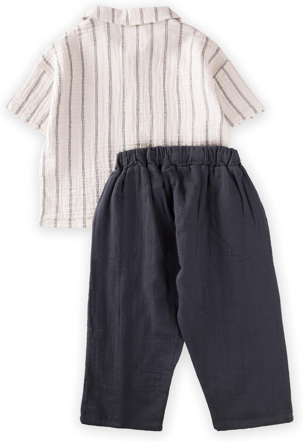 Muslin Boys Sets 100 Cotton Summer Set Pocket Shirt Drawstring Pants