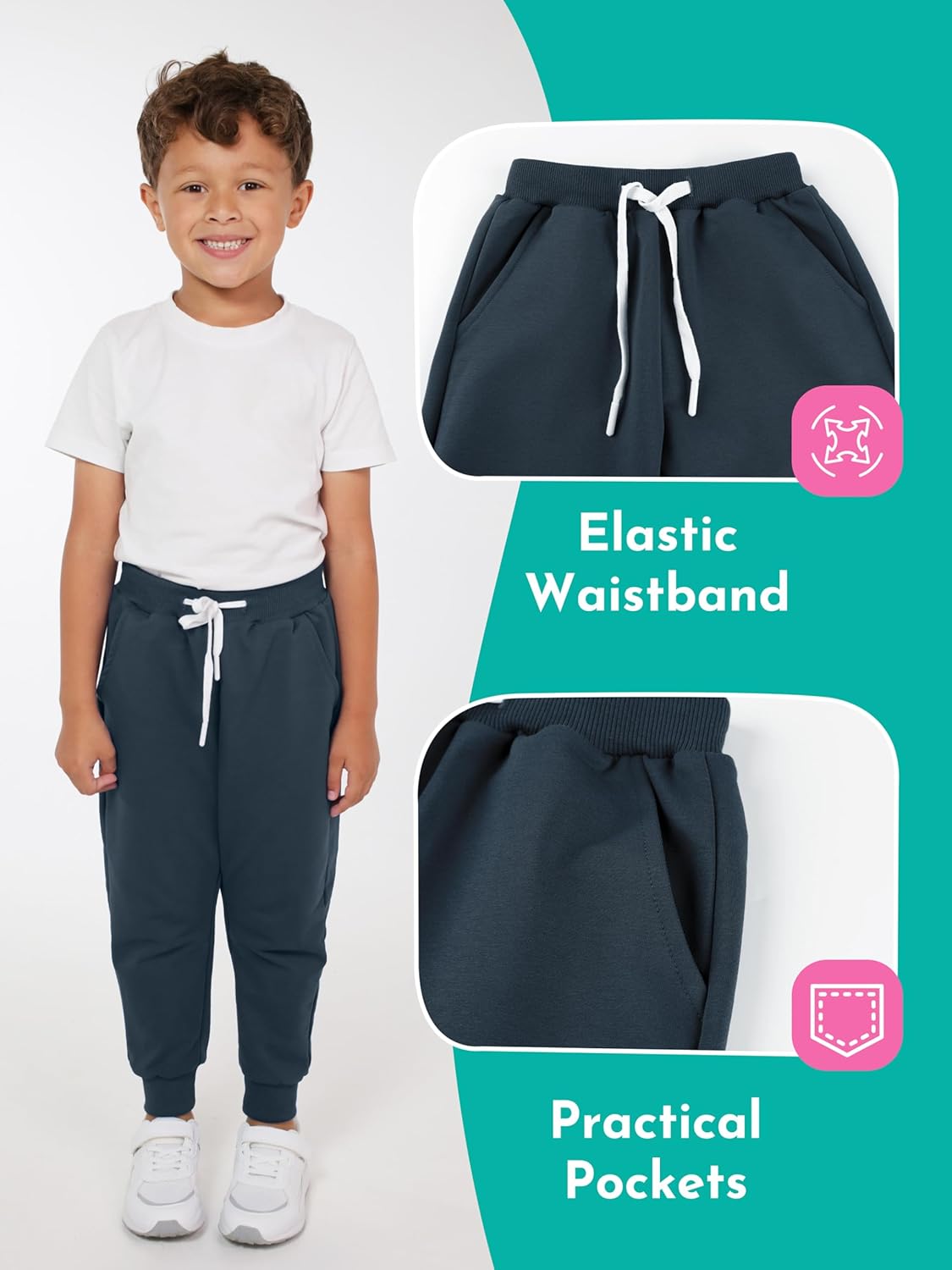 Resinta 3 Pack Toddler Boy Sweatpants with Pockets
