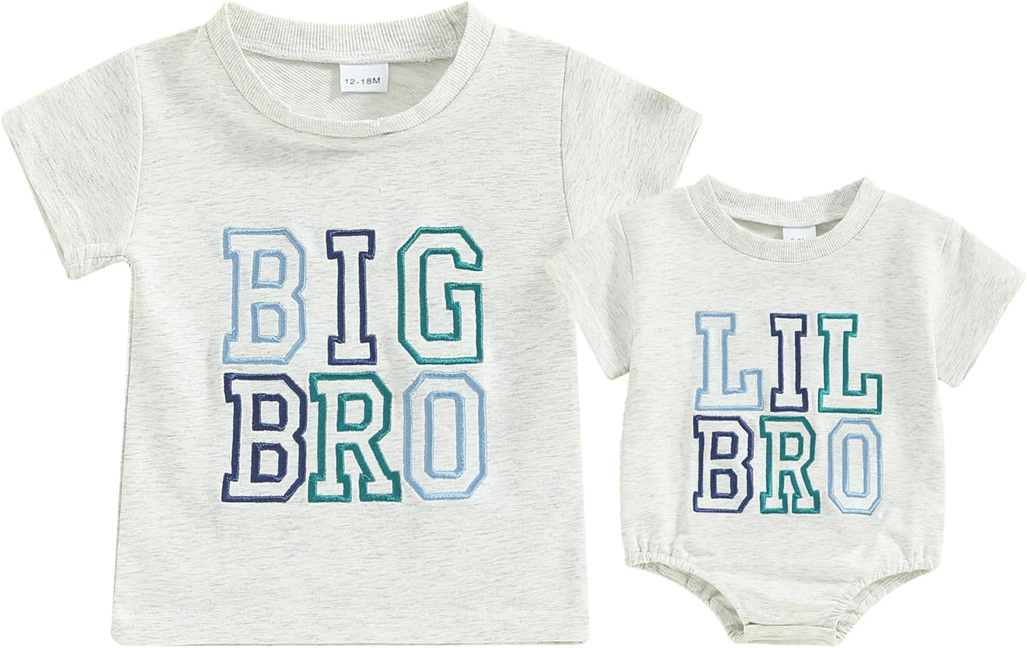 Perfectly Matchable Toddler Big Little Brother Outfits Set with Embroidery