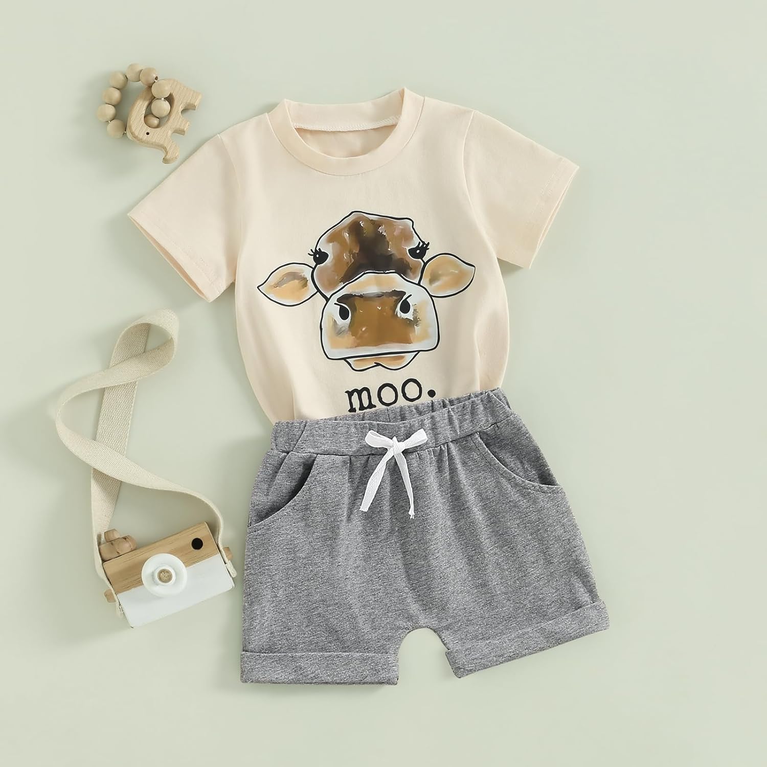 Country Farm Animal Outfit Infant Toddler Boys 2-Piece Set