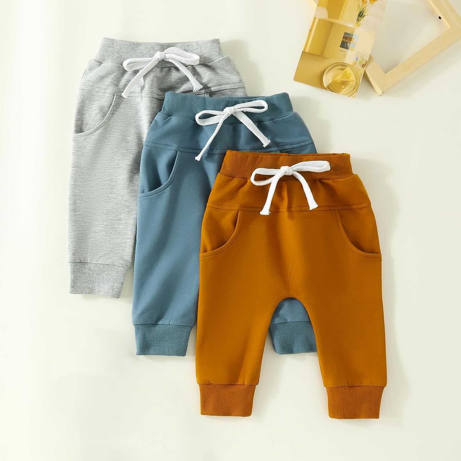 3-Piece Toddler Boys Solid Cargo Pants