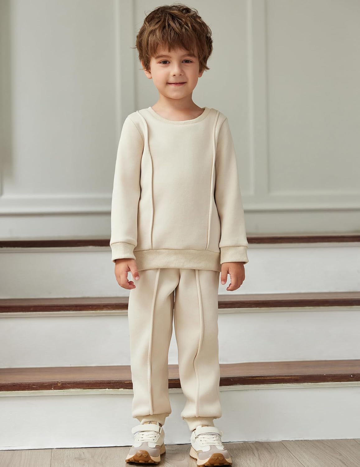 Arshiner Boys Round Neck Long Sleeve Set Trendy Cozy for Kids