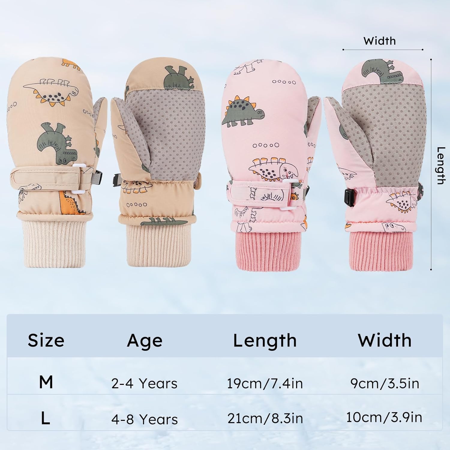 Reusable Toddler Snow Mittens for Boys and Girls