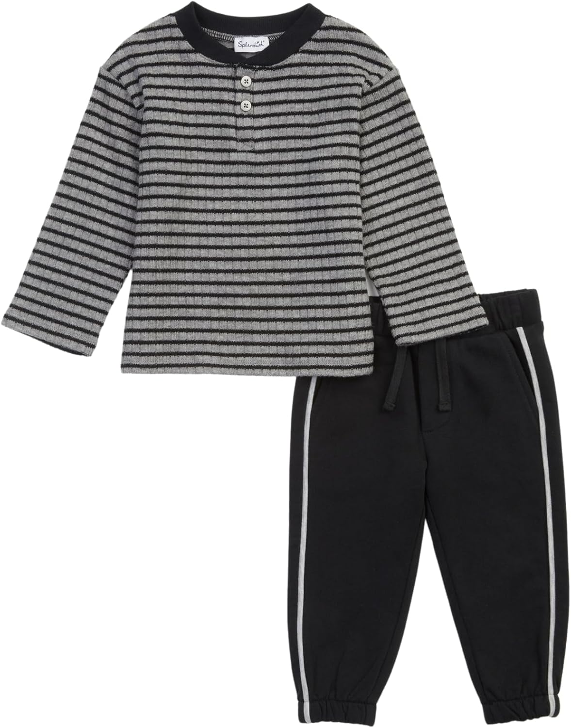 Crewneck Stripe Tee Jogger Set for Boys