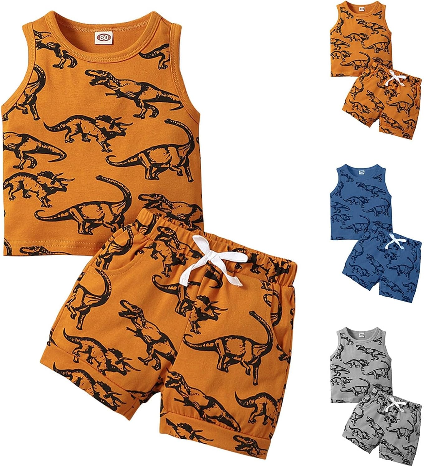 Dinosaur vest and shorts for boys - customizable summer set