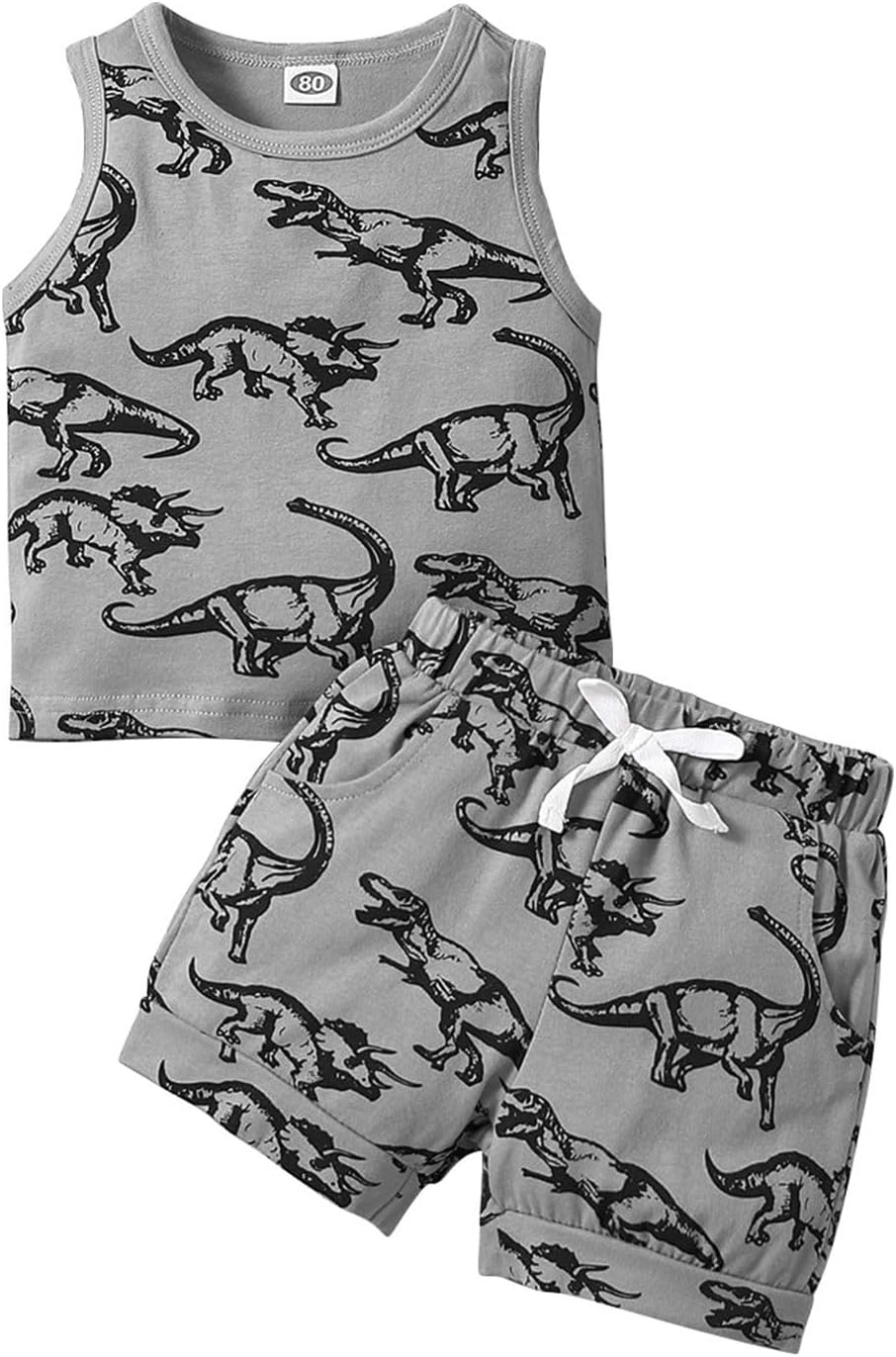 Dinosaur vest and shorts for boys - customizable summer set